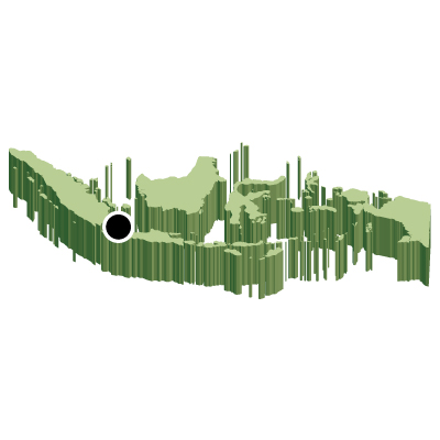 インドネシア共和国無料フリーイラスト｜首都・立体(緑)